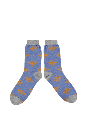 Men's Lambswool Ankle Socks in Denim Bee's from Catherine Tough
