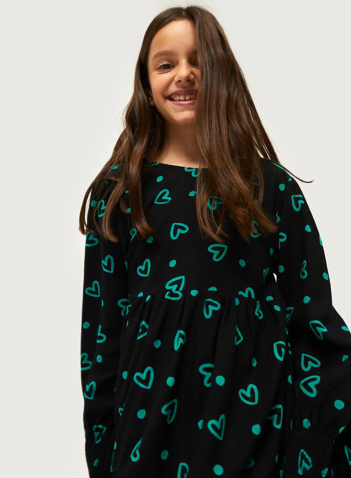 Heart Print Dress in Black/Heart Print from Compañia Fantastica Mini