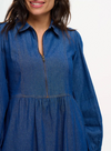 Kirsty Midi Smock Dress in Mid-Blue Denim from Sugarhill