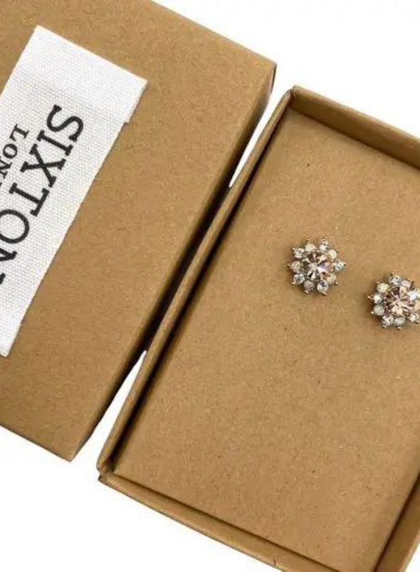 Champagne Flower Sparkle Earrings from Sixton