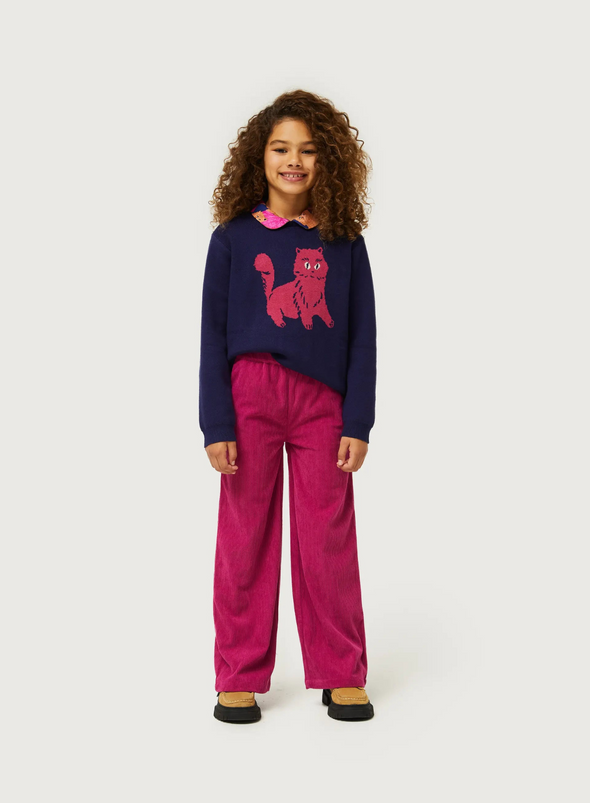 Jersey Cat Jumper in Navy/Pink from Compañia Fantastica Mini