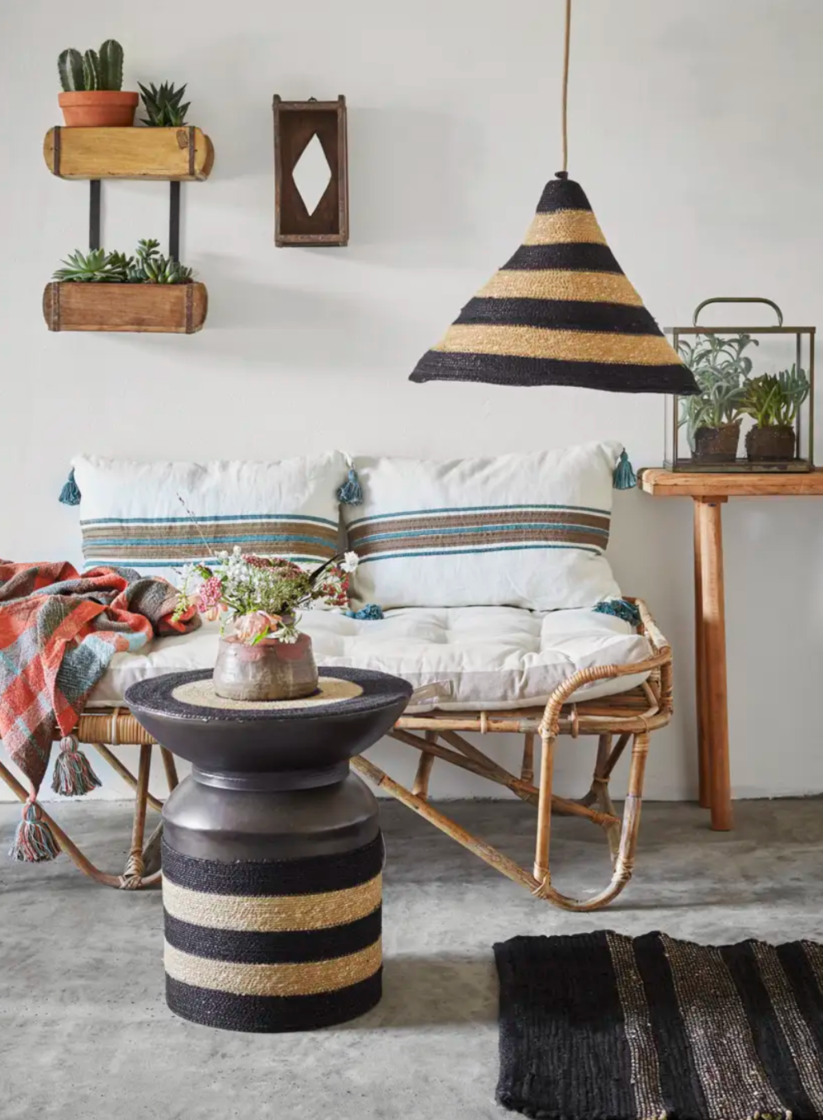 Orange Checked Cotton Throw from Madam Stoltz