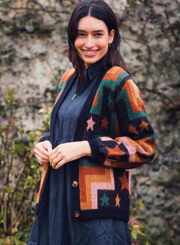 Kirsty Midi Smock Dress in Mid-Blue Denim from Sugarhill