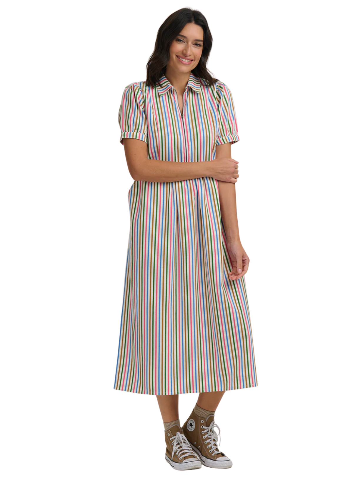 Sugarhill Gillian Midi Smock Dress, Canvas Stripe
