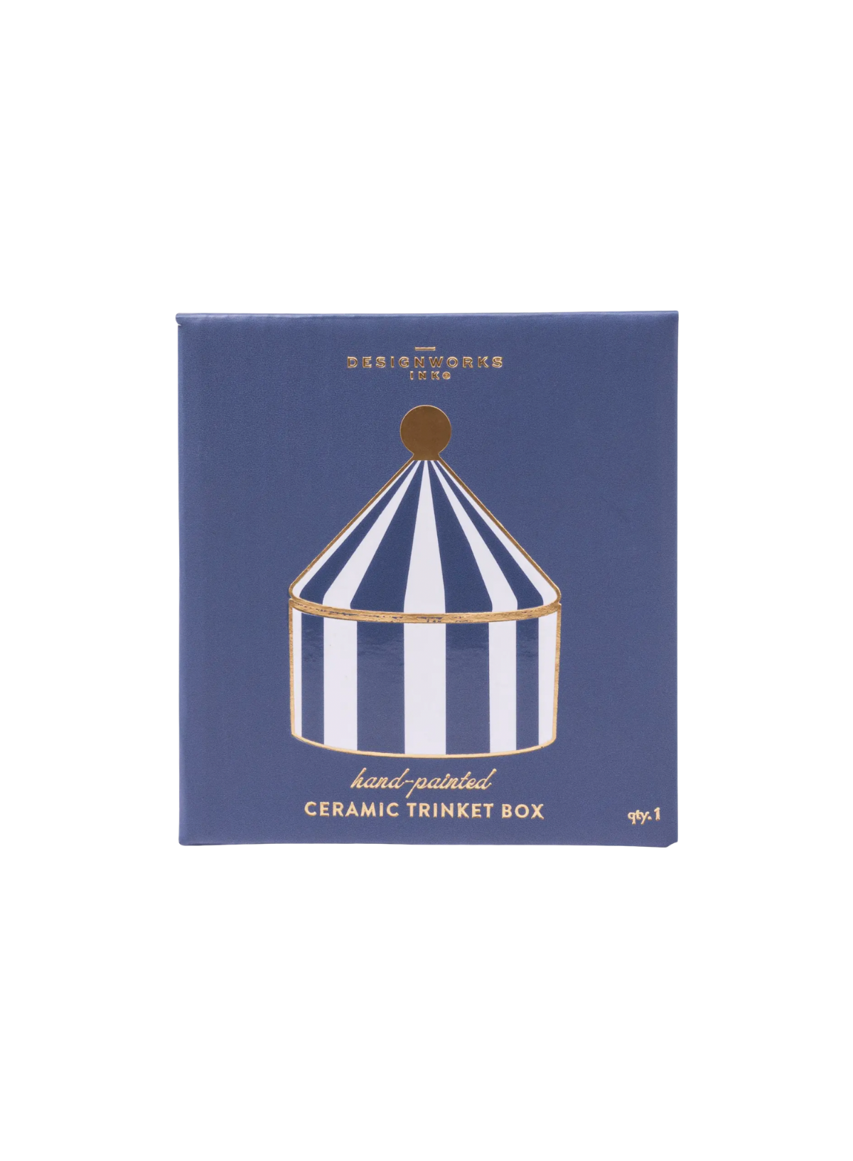 Designworks Ceramic Trinket Box - Navy Stripe