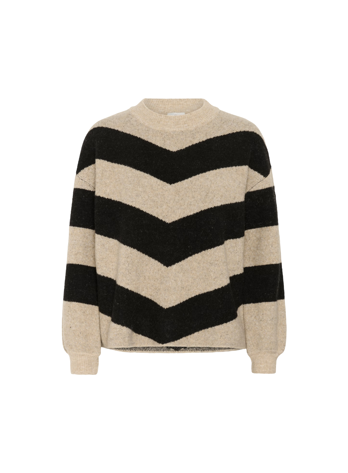Verana Knit Pullover in Black Stripe/ F.Grey Melange from Kaffe