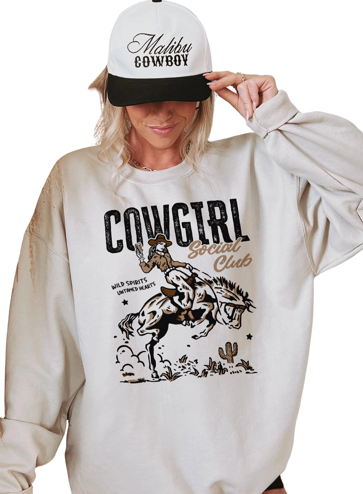 Alley & Rae Cowgirl Social Club Sweatshirt in Sand