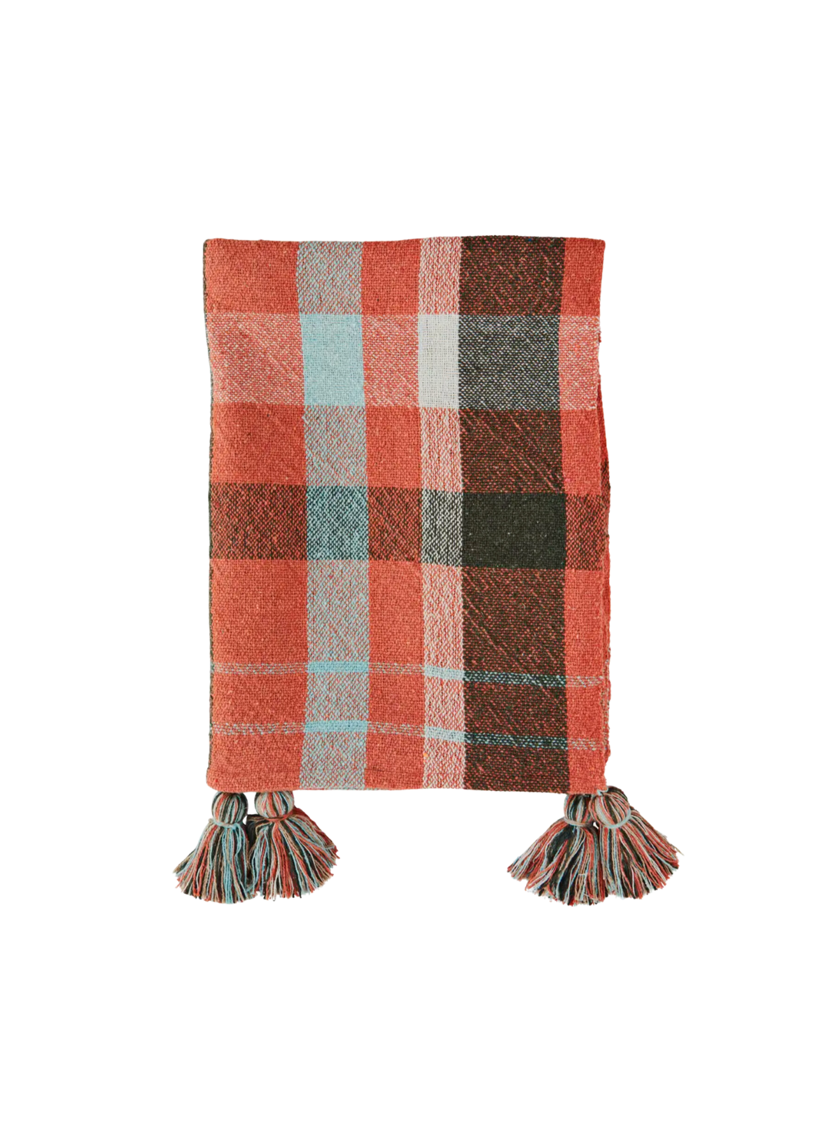 Orange Checked Cotton Throw from Madam Stoltz
