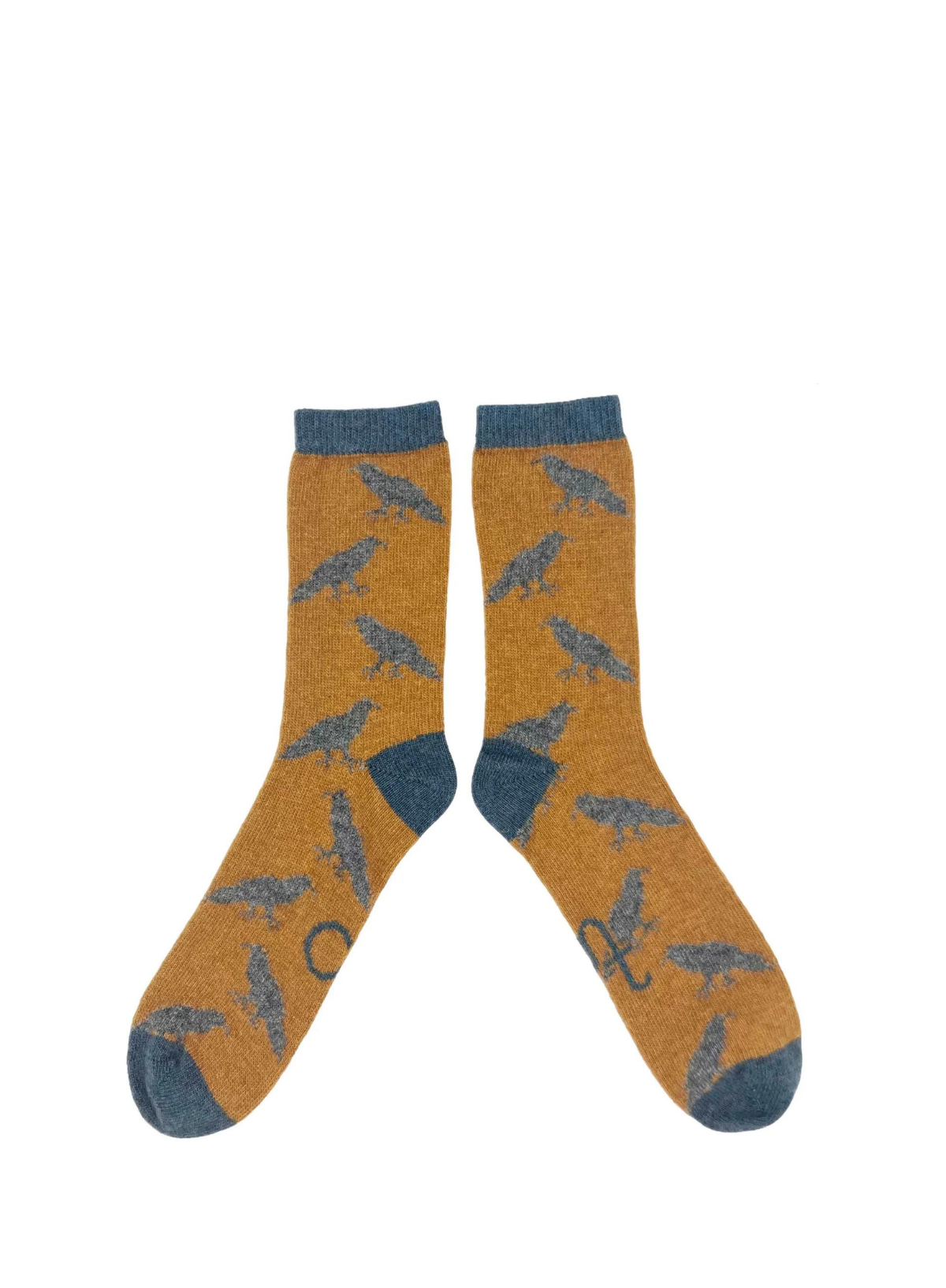 Men's Lambswool Ankle Socks in Mustard Crow from Catherine Tough