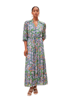 Cosmos Printed Long Dress in Green from Suncoo