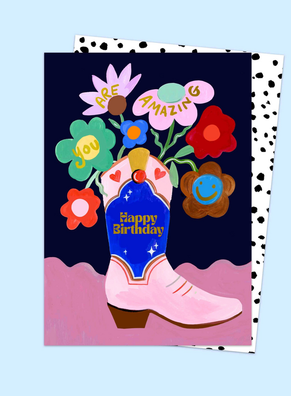 Happy Birthday Flower Boot Card from Eleanor Bowmer