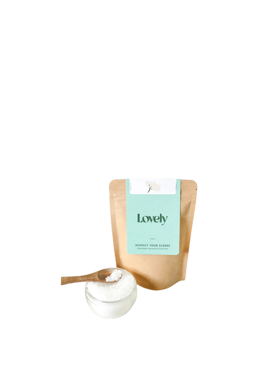 Respect Your Elders Bath Salts  in Elderflower & Gooseberry from Lovely Skincare