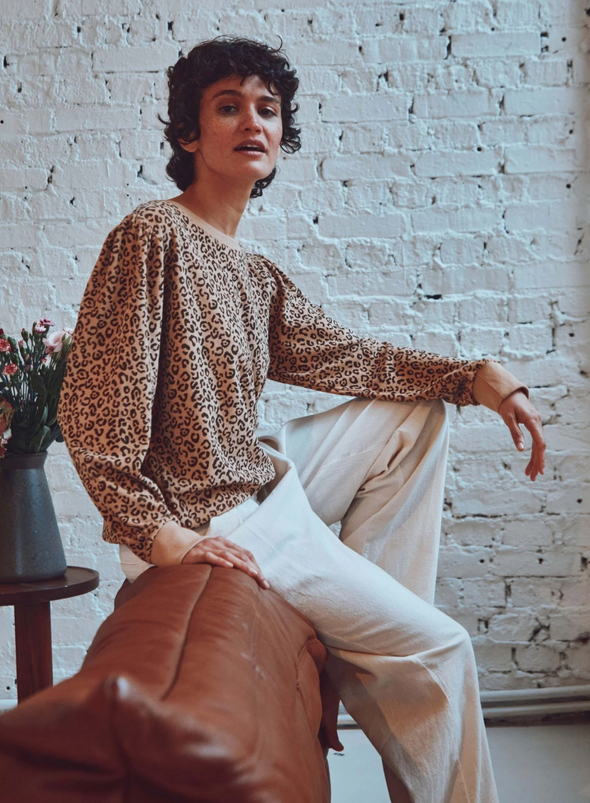 Bela Printed Terry Sweatshirt in Leopard from Emile & Ida