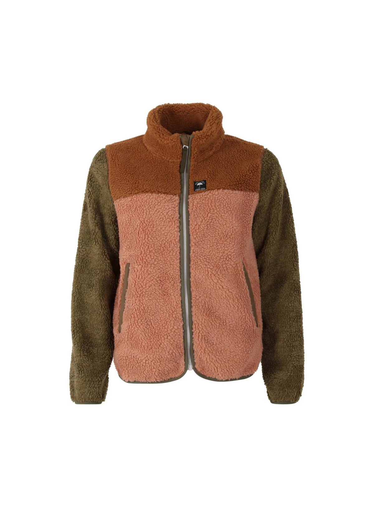 Danebirk Zip Up Fleece in Khaki/Antique Rose Tobacco from Danefae