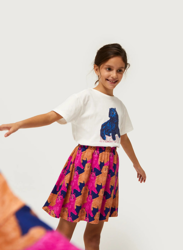 Cat Print Skirt in Pink from Compañia Fantastica Mini