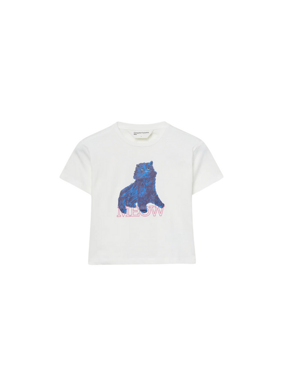 Cat Print Tee in White from Compañia Fantastica Mini
