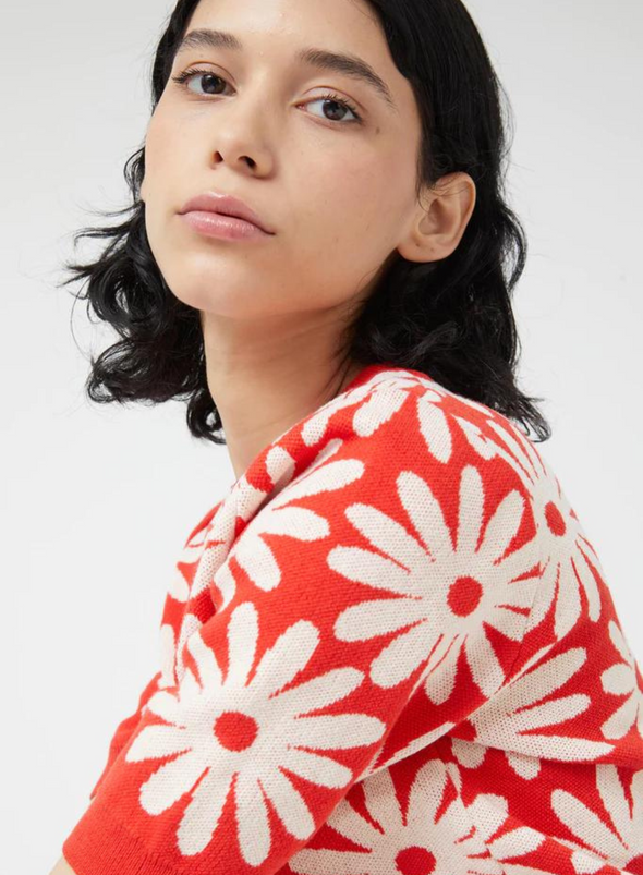 Knitted Top in Red Daisy Print from Compañia Fantastica