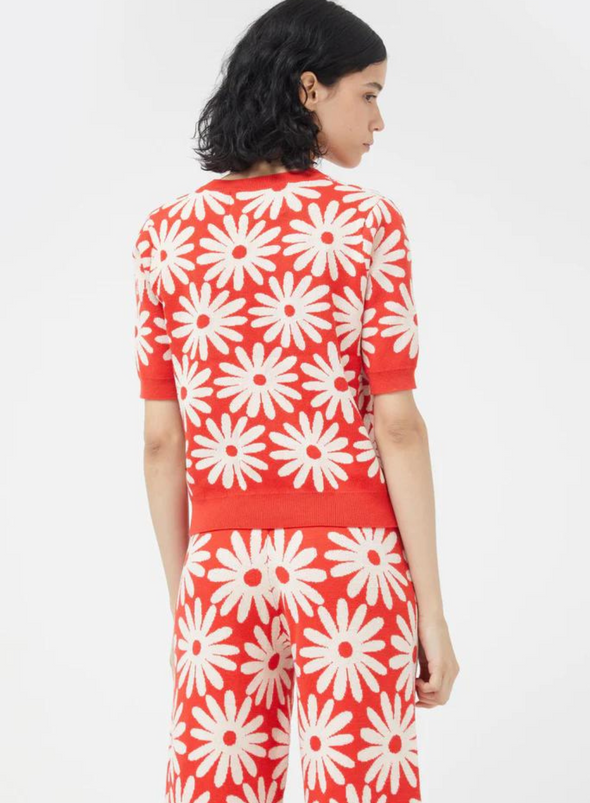 Knitted Top in Red Daisy Print from Compañia Fantastica