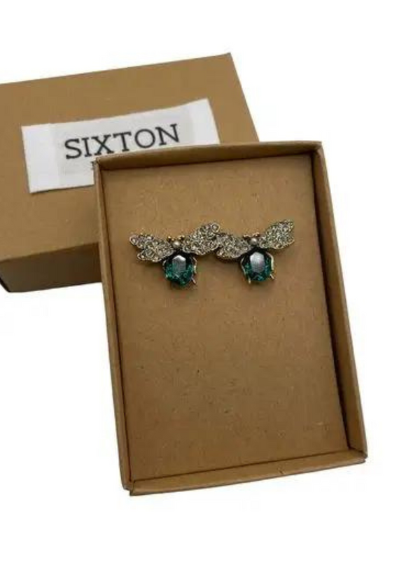 Large Emerald Bee Earrings from Sixton