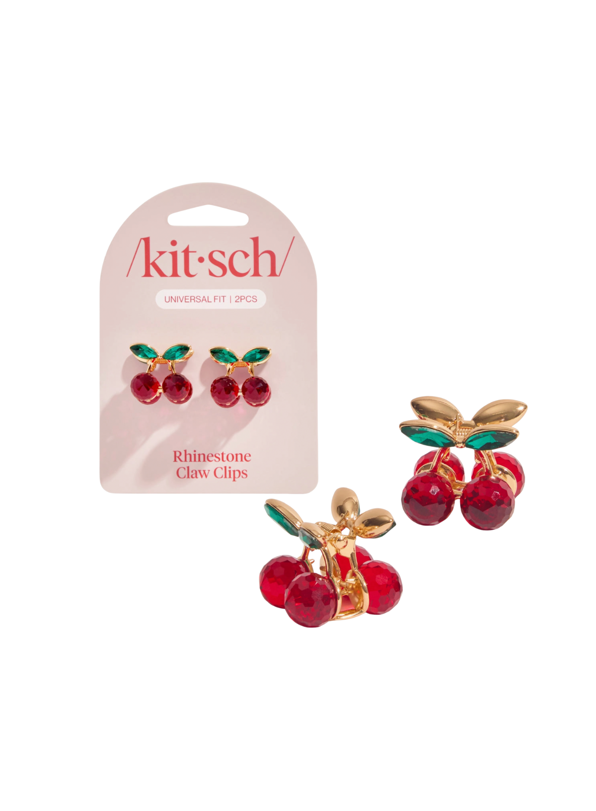 Kitsch Mini Rhinestone Claw Clips 2pc Set in Cherry