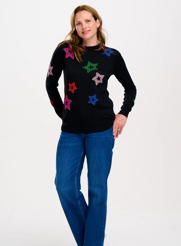 Rita Jumper in Black Rainbow Stars from Sugarhill
