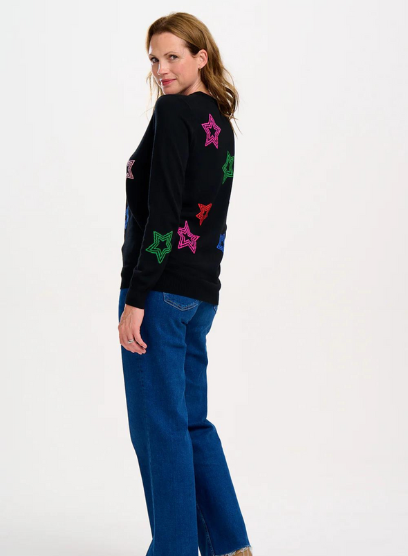 Rita Jumper in Black Rainbow Stars from Sugarhill