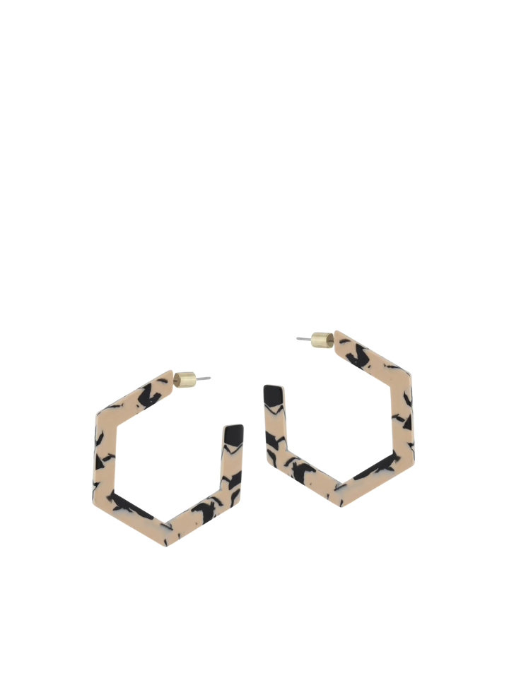 Olivia Hexagon Resin Earrings in Cream from Big Metal