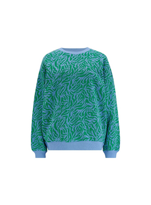 Eadie Relaxed Sweatshirt in Blue/Green Wild Animal from Sugarhill