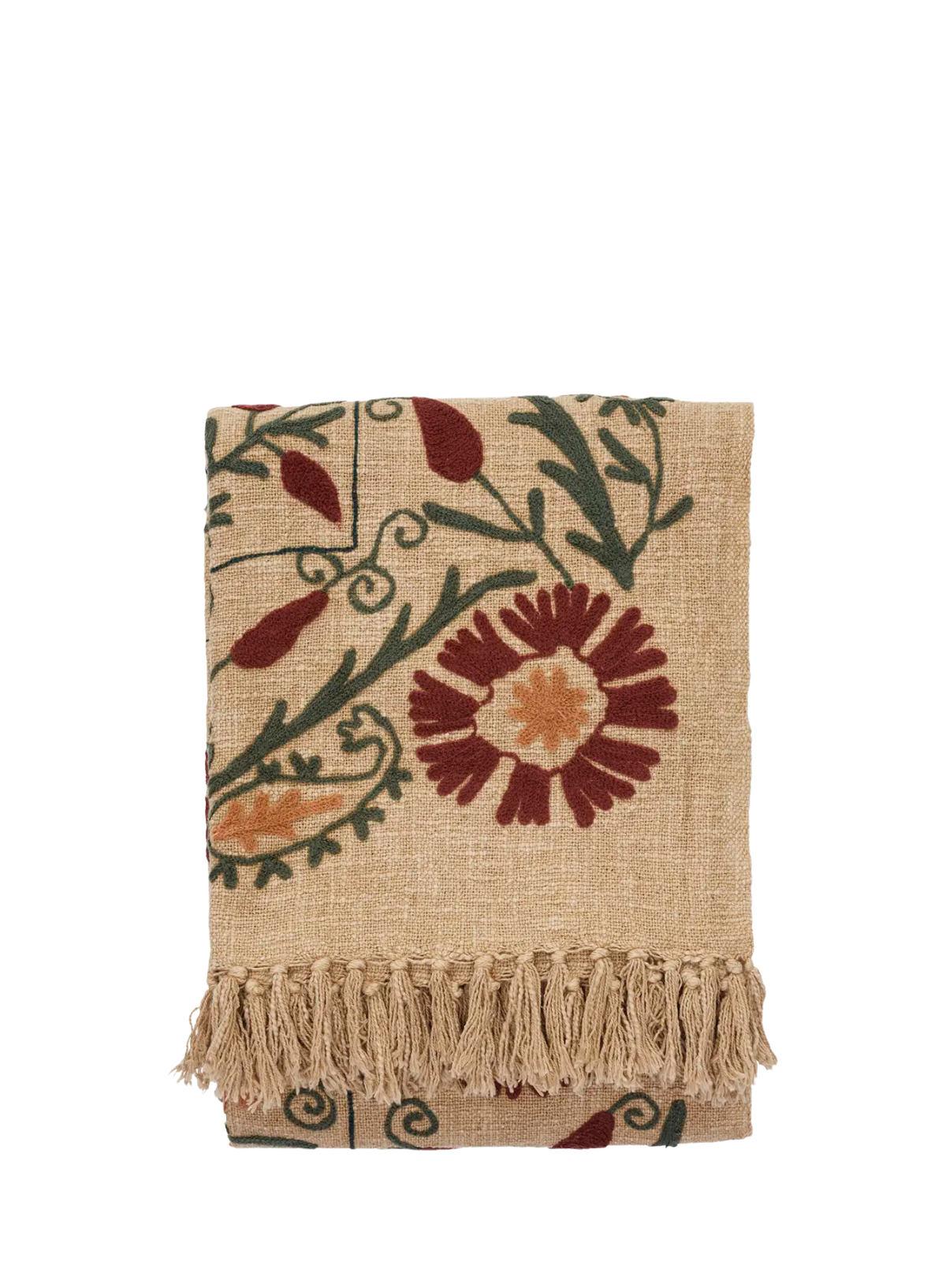 Madam Stoltz Suzani Embroidered Throw