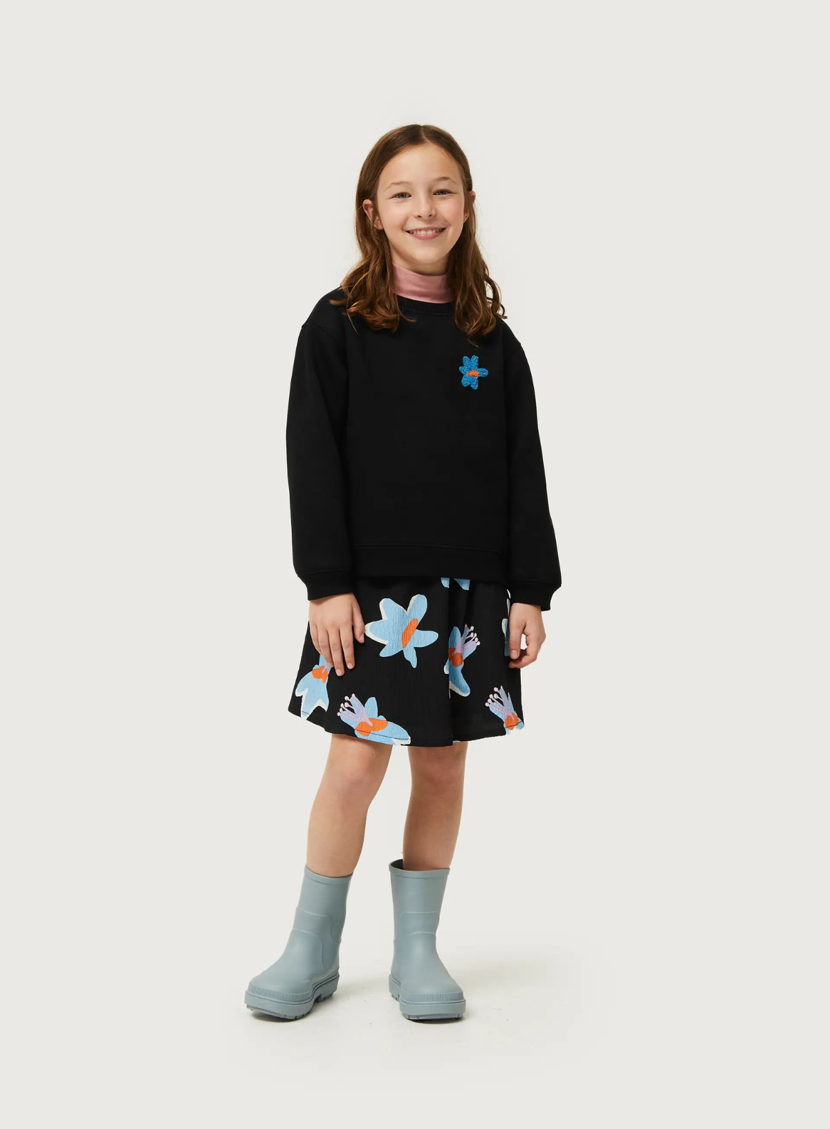 Flock Flower Sweat in Black from Compañia Fantastica Mini