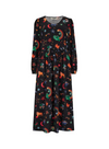 Sidney Midi Smock Dress in Black Zodiac Rainbow Skies from Sugarhill