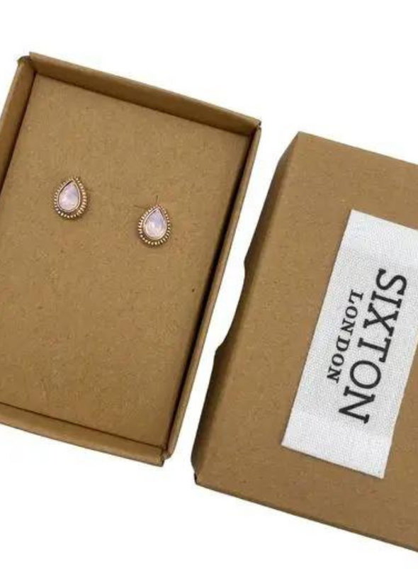 Pink Tear Drop Earrings in Rose Gold from Sixton