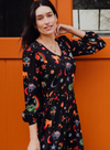 Sidney Midi Smock Dress in Black Zodiac Rainbow Skies from Sugarhill