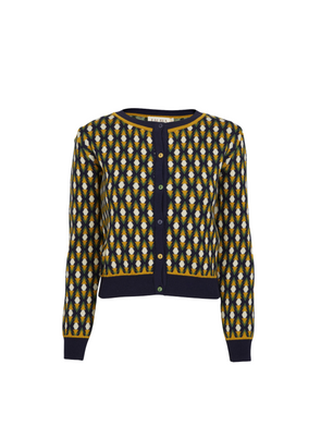 Vera Jacquard Cardigan in Navy Diamond from Palava