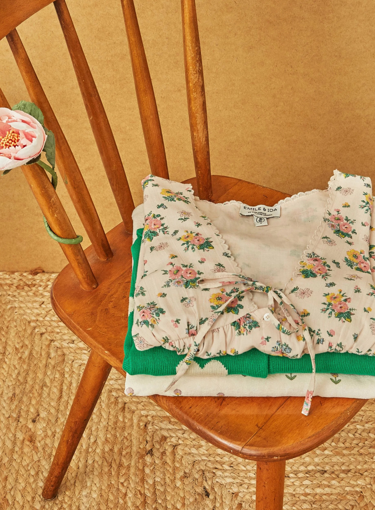 Borica Printed Embroidered Blouse in Rose Printemps from Emile & Ida