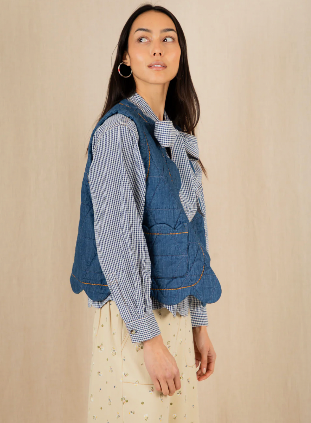 Bonté Estelle Gilet in Mid Wash Denim
