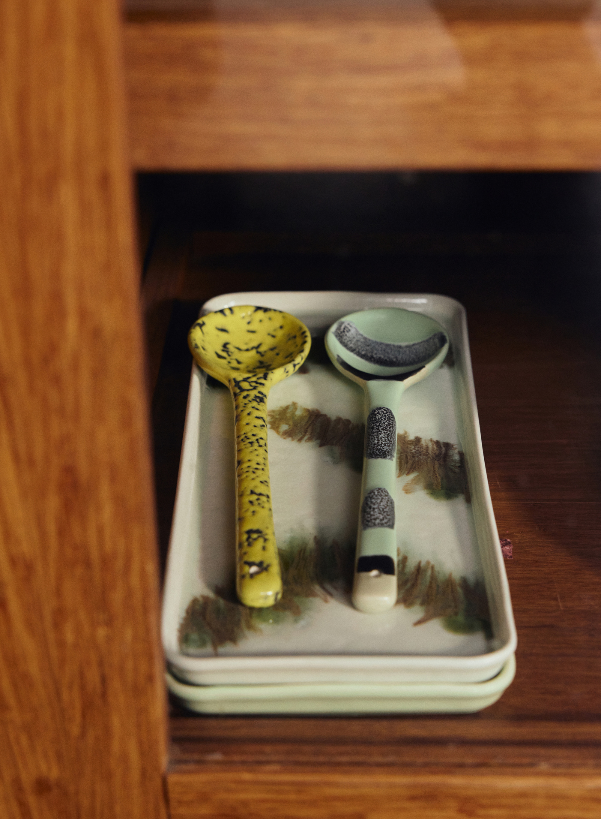 HK Living 70s Ceramics Serving Spoon in Mines Green