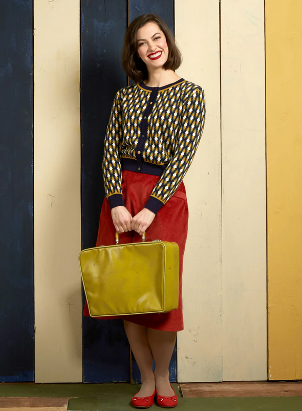 Vera Jacquard Cardigan in Navy Diamond from Palava