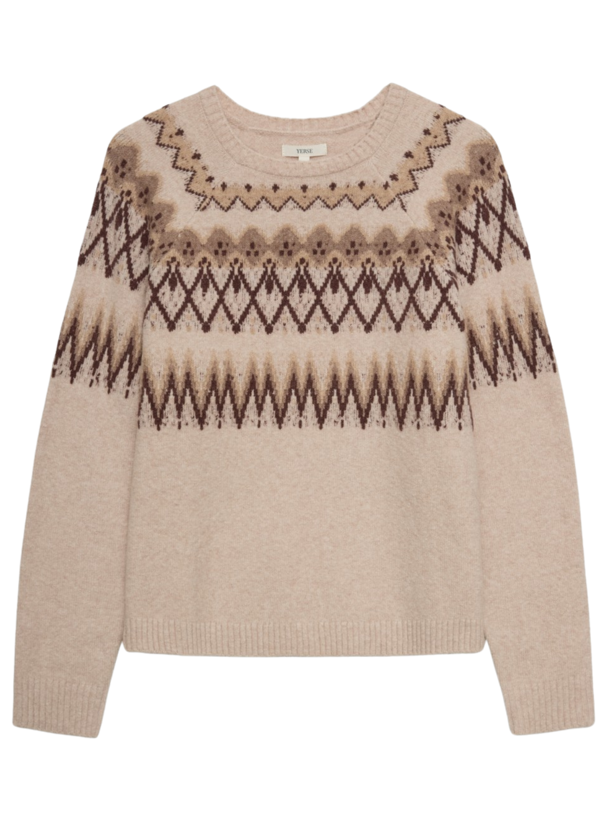 Beige sweater with a pattern on a white background