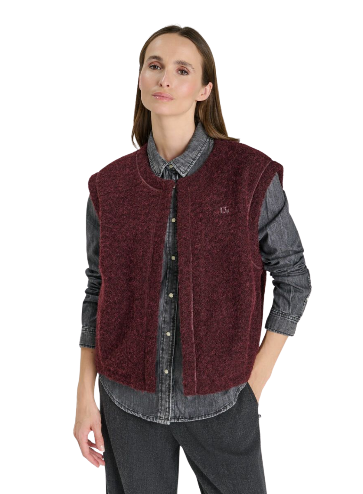 Le Temps des Cerises Badis Gilet in Burgundy
