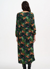 Sidney Midi Smock Dress in Dark Green Tigers & Palms from Sugarhill