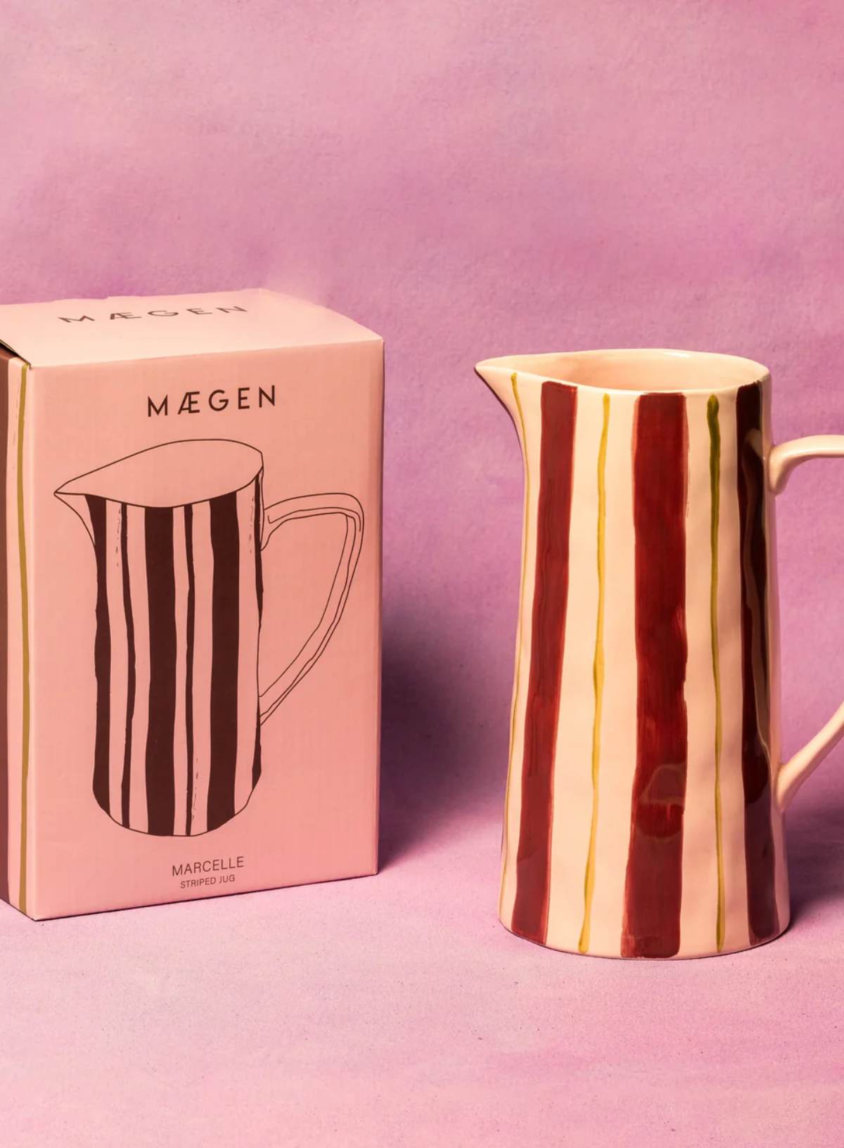 MÆGEN Stripe Jug in Pink/Burgundy