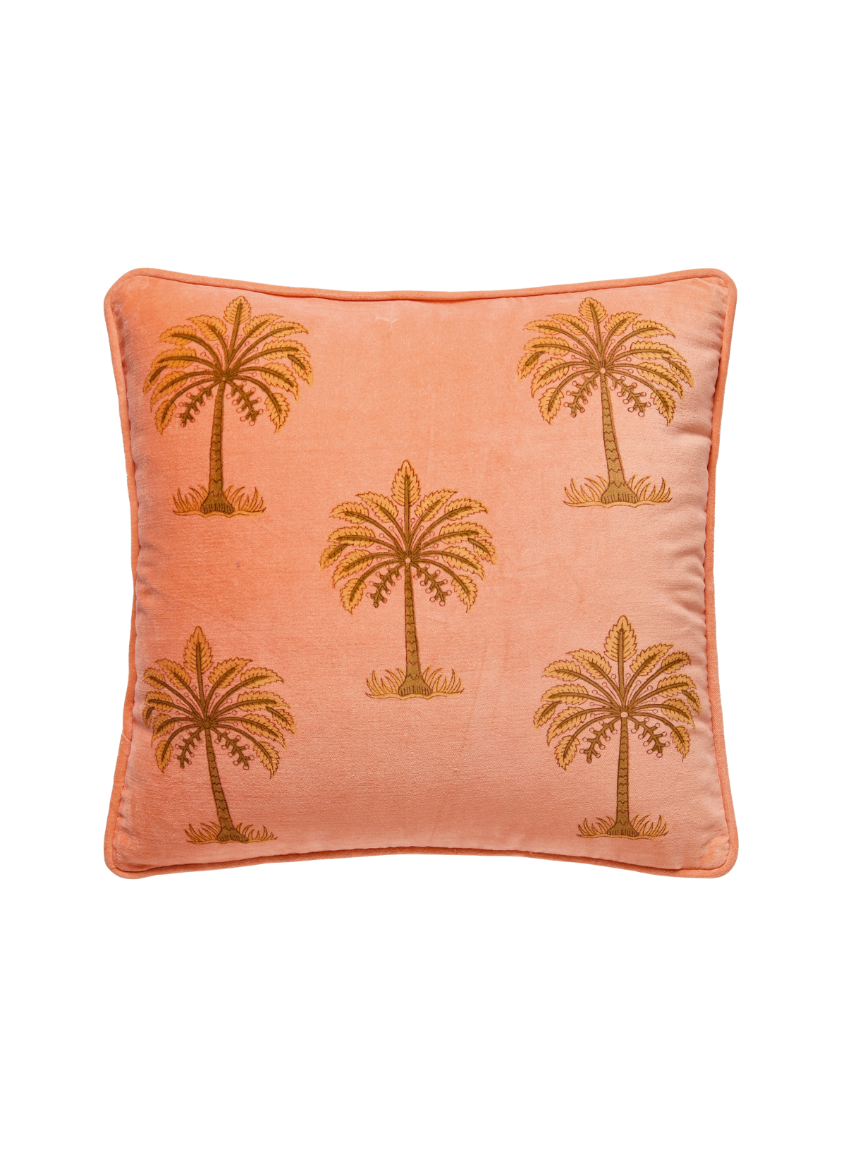 Peking Handicraft Orange Palm Trees Printed Pillow