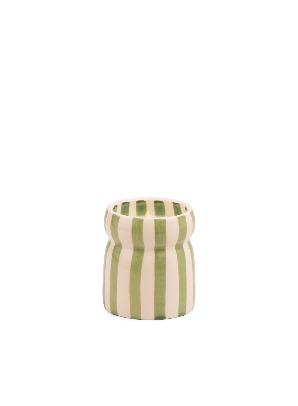 Cabana 6.5oz Sage Striped Candle - Bora Bora from Designworks Ink