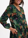 Sidney Midi Smock Dress in Dark Green Tigers & Palms from Sugarhill