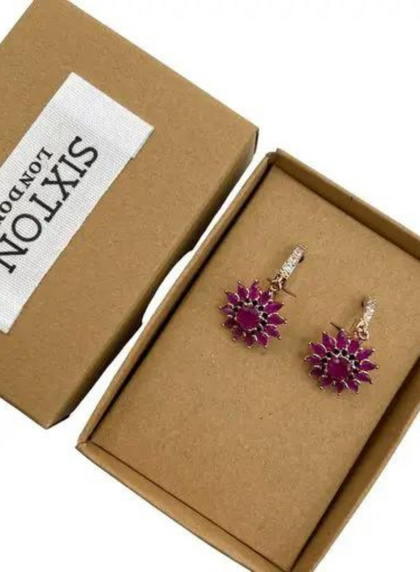 Ruby Flower Earrings from Sixton