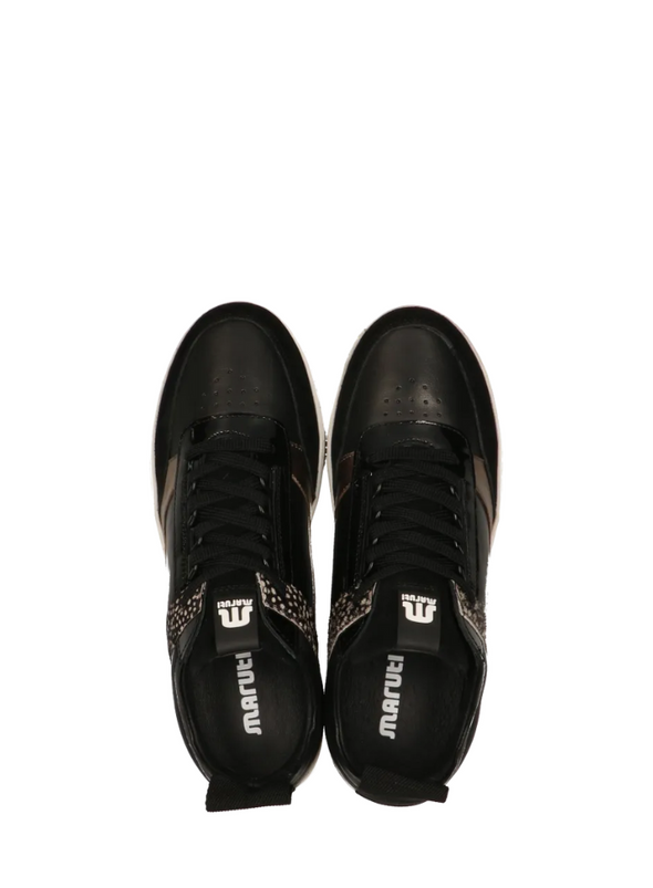 Mel Leather Trainers in Black/Bronze/Pixel from Maruti