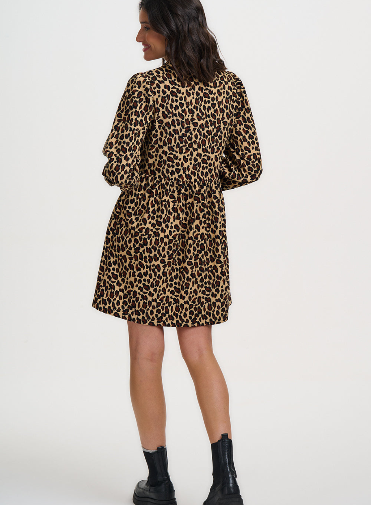 SugarhillI Brandy Mini Smock Dress in Leopard Cord