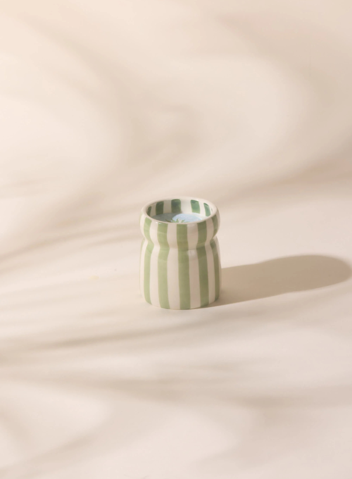 Cabana 6.5oz Sage Striped Candle - Bora Bora from Designworks Ink