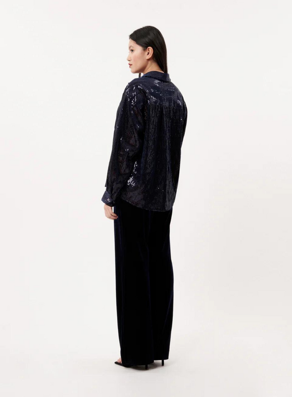 Maelle Sequin Blouse in Blue Marine from FRNCH